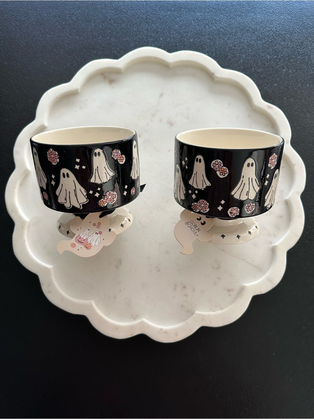Ghost & Flower Pattern Candy Dish ~ Set of 2